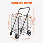 Chariot de Courses Pliable VEVOR, Chariot d'Épicerie Géant à Double Panier, Roues Pivotantes à 360°, Chariot Utilitaire Robuste, Capacité de 50 kg