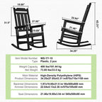 VEVOR Lot de 2 chaises à bascule pour porche, en HIPS, chaise à bascule d'extérieur, dossier haut avec accoudoirs lisses, supporte jusqu'à 181 kg