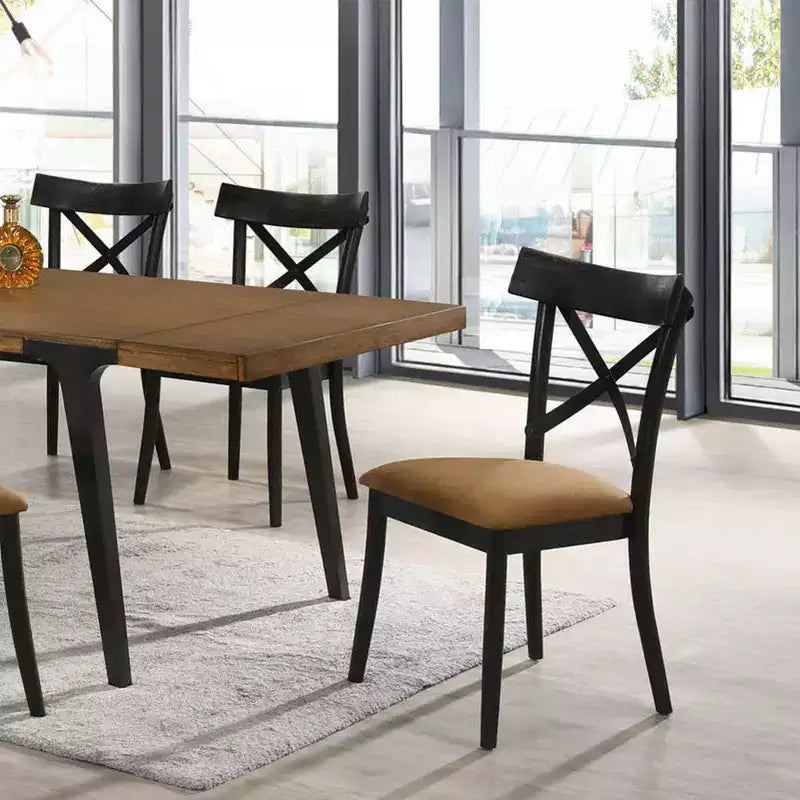Simple Relax Lot de 2 chaises de salle à manger rembourrées avec dossier en X marron et noir
