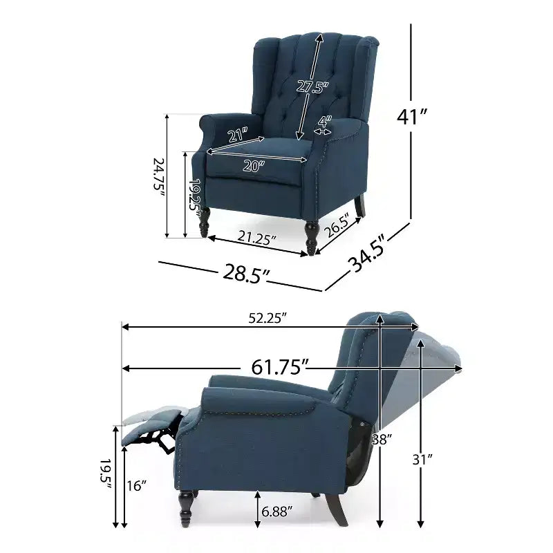 Fauteuil inclinable contemporain capitonné à dossier haut Walter de Christopher Knight Home (lot de 2)