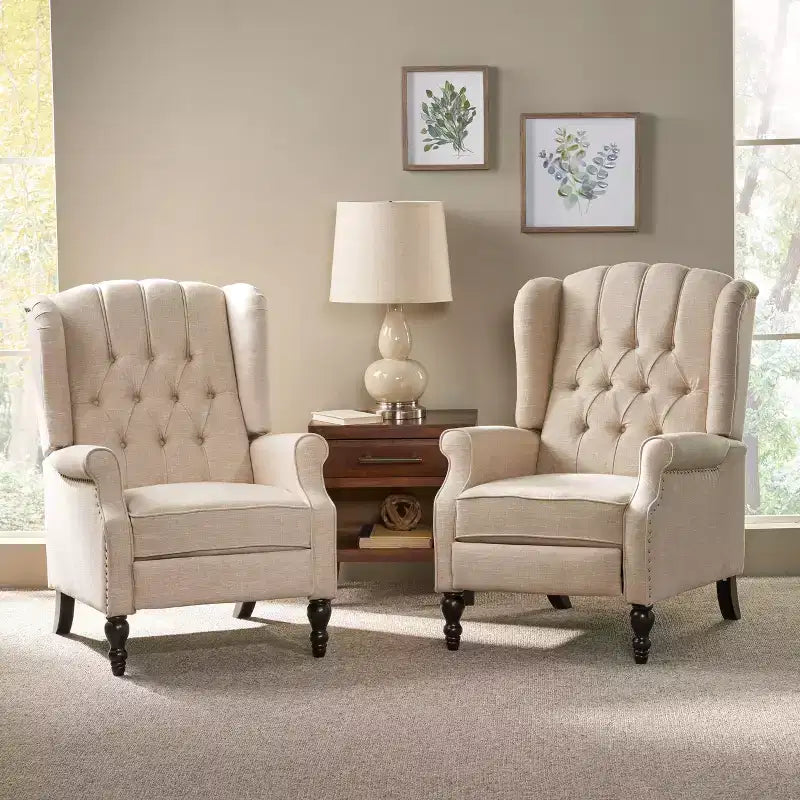 Christopher Knight Home Walter Contemporary Tufted Wingback Pushback Recliner (Set of 2)