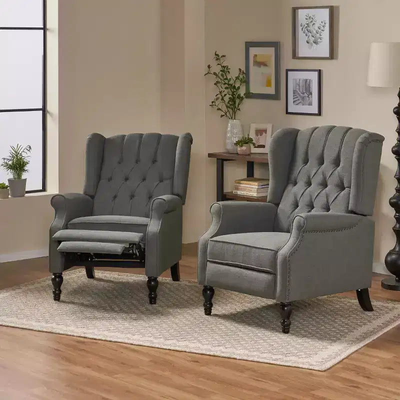 Fauteuil inclinable contemporain capitonné à dossier haut Walter de Christopher Knight Home (lot de 2)
