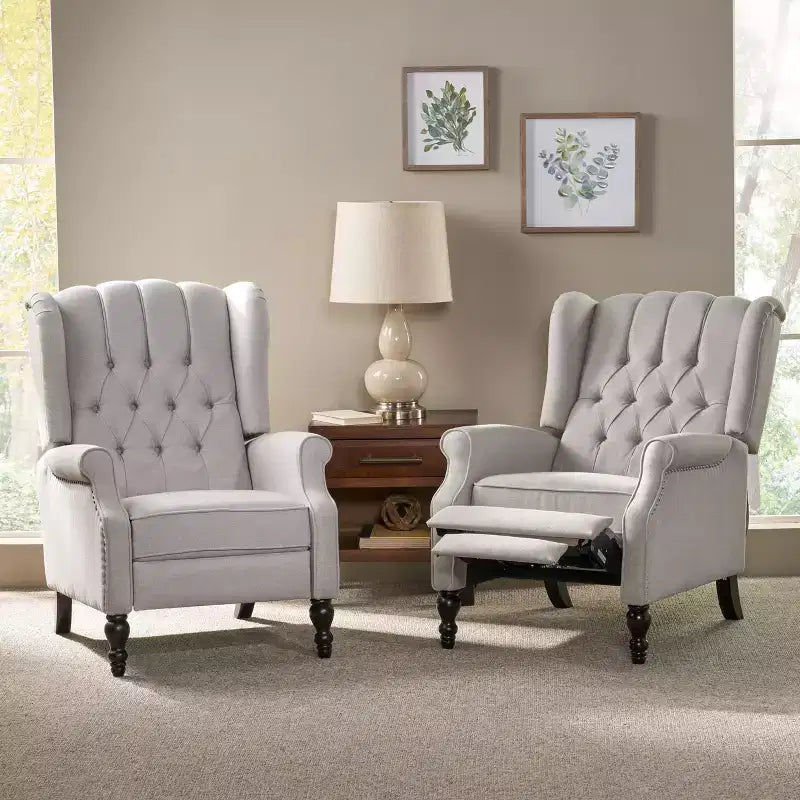 Fauteuil inclinable contemporain capitonné à dossier haut Walter de Christopher Knight Home (lot de 2)