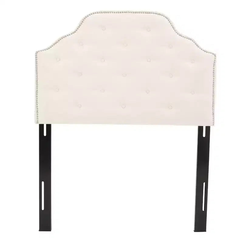 Tête de lit capitonnée double en tissu contemporain avec garniture cloutée Niamh Christopher Knight Home