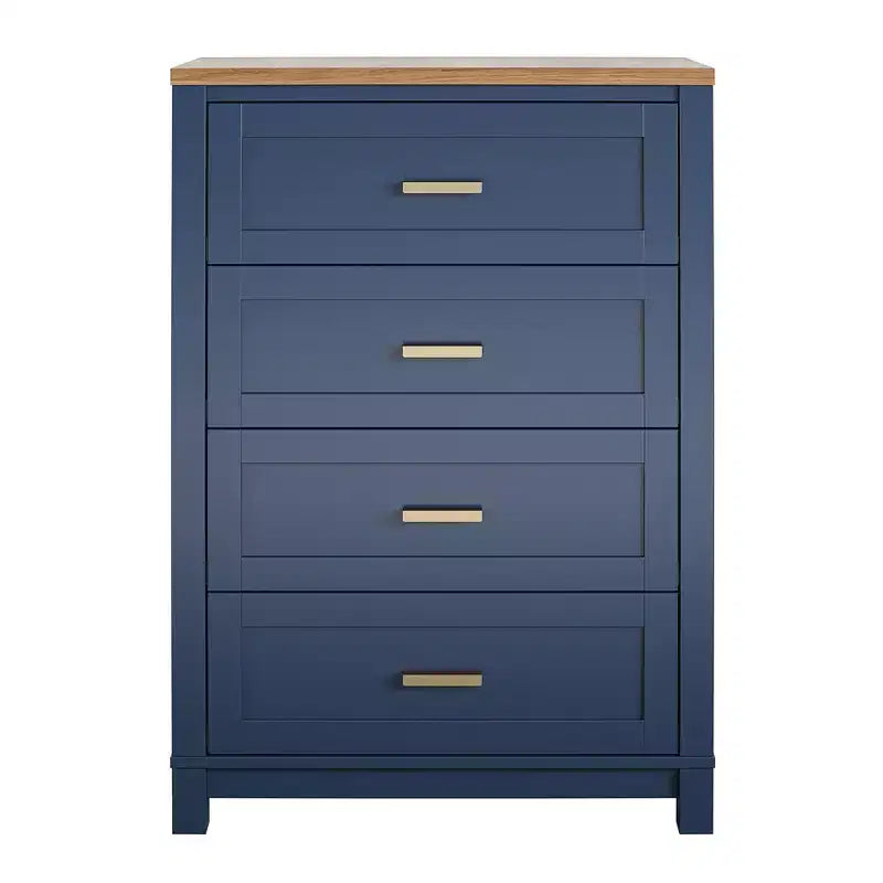 Armada 4-Drawer Dresser, Navy with Walnut Top