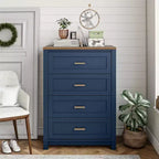 Armada 4-Drawer Dresser, Navy with Walnut Top