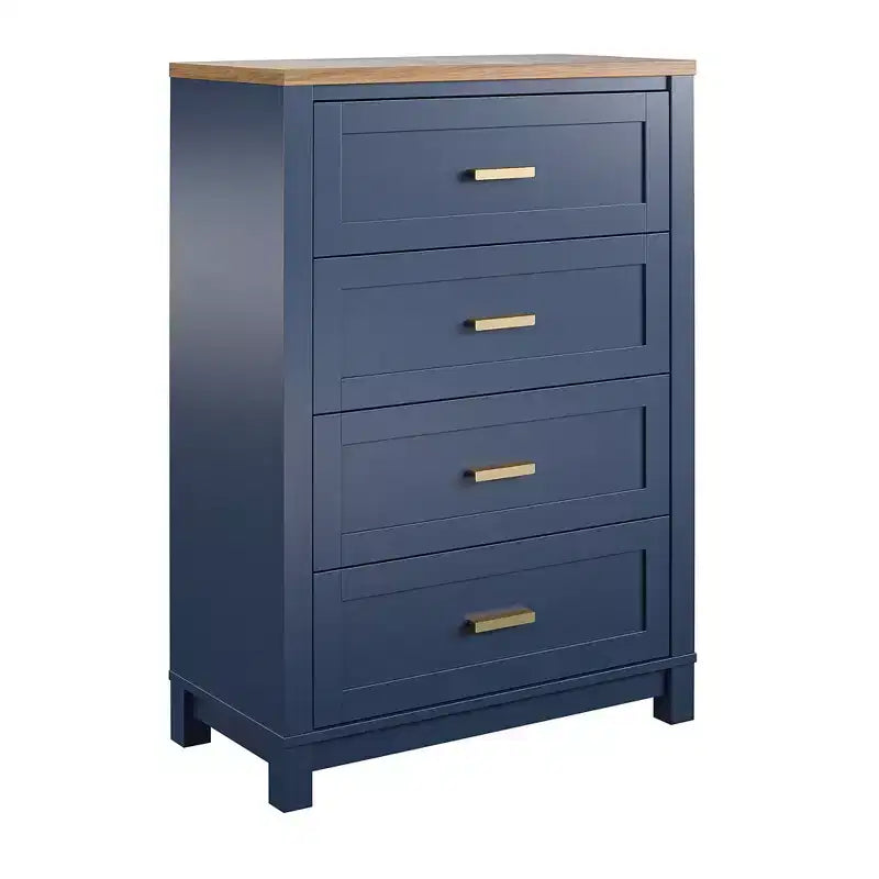 Armada 4-Drawer Dresser, Navy with Walnut Top