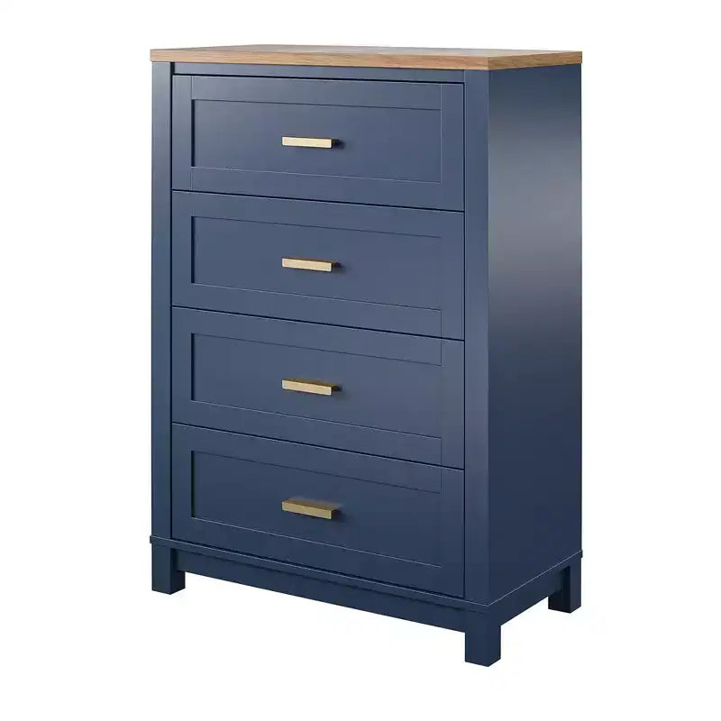 Armada 4-Drawer Dresser, Navy with Walnut Top