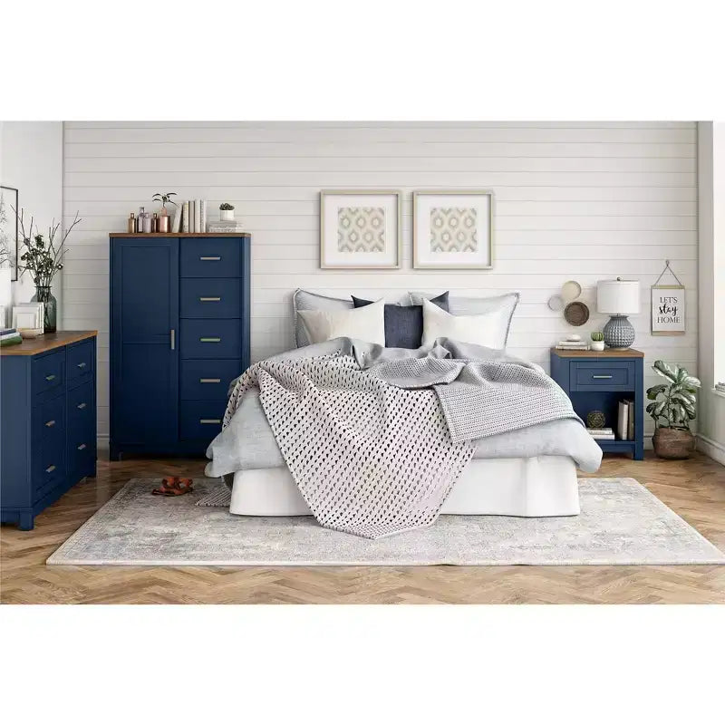 Armada 4-Drawer Dresser, Navy with Walnut Top
