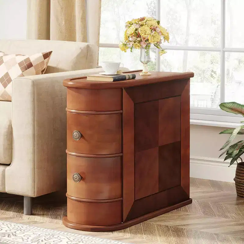 MAYEERTY Table d'appoint Vintage de 23,6 Pouces, Étroite et Peu Encombrante, Surface Imperméable Facile à Nettoyer pour Bureau à Domicile