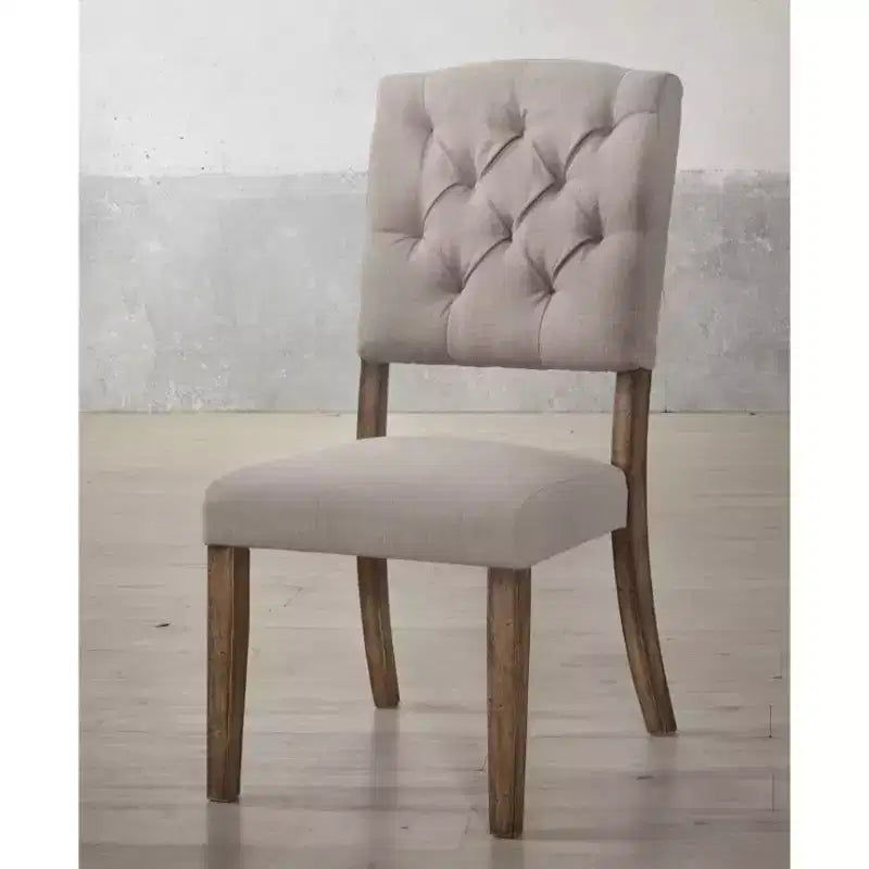 Simple Relax Ensemble de 2 chaises d'appoint rembourrées en lin crème et chêne patiné