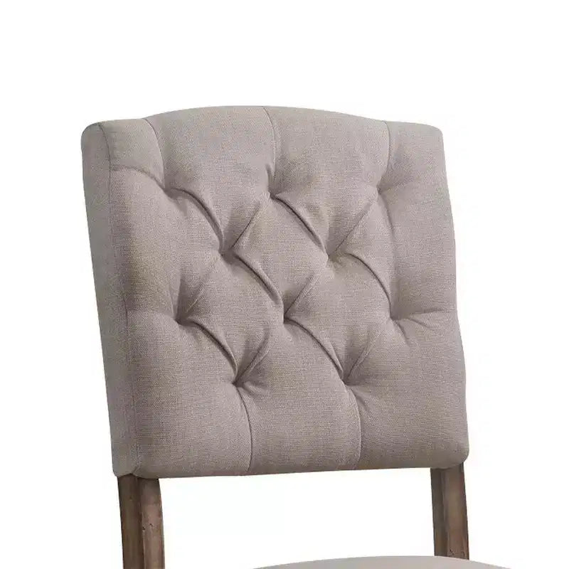 Simple Relax Ensemble de 2 chaises d'appoint rembourrées en lin crème et chêne patiné