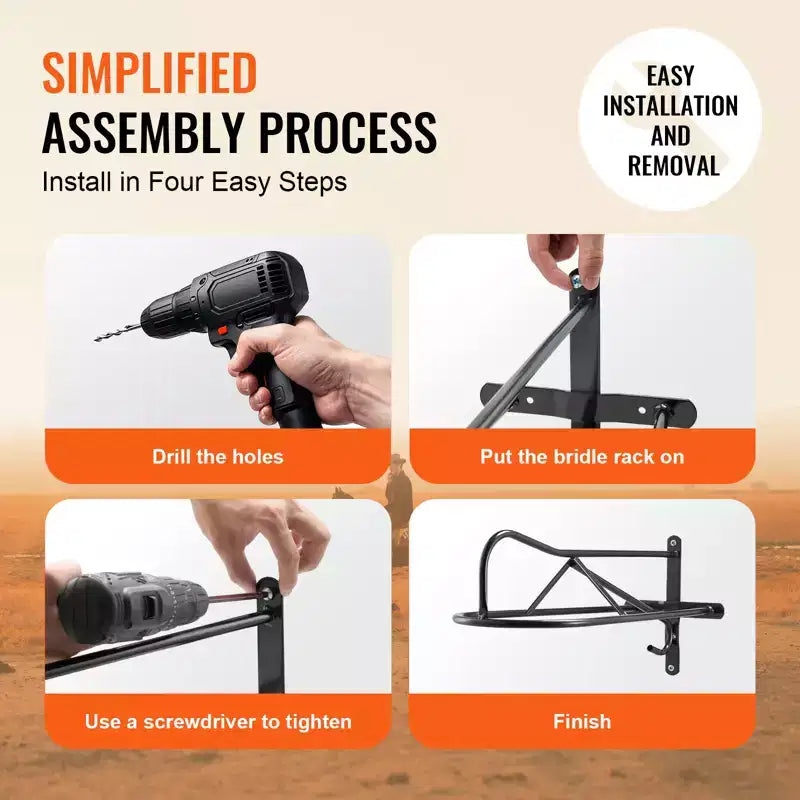 VEVOR Support mural pour selle, 8 supports de selle de cheval avec barre de rembourrage, support de selle portable pour selle anglaise et western