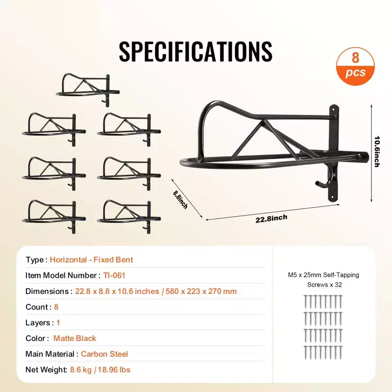 VEVOR Support mural pour selle, 8 supports de selle de cheval avec barre de rembourrage, support de selle portable pour selle anglaise et western