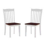 Simple Relax Set of 2 Wooden Side Chairs with Slatted Backrest in White and Walnut