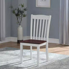 Ensemble de 2 chaises d'appoint Simple Relax en bois avec dossier à lattes, blanc et noyer
