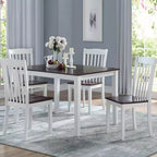 Ensemble de 2 chaises d'appoint Simple Relax en bois avec dossier à lattes, blanc et noyer