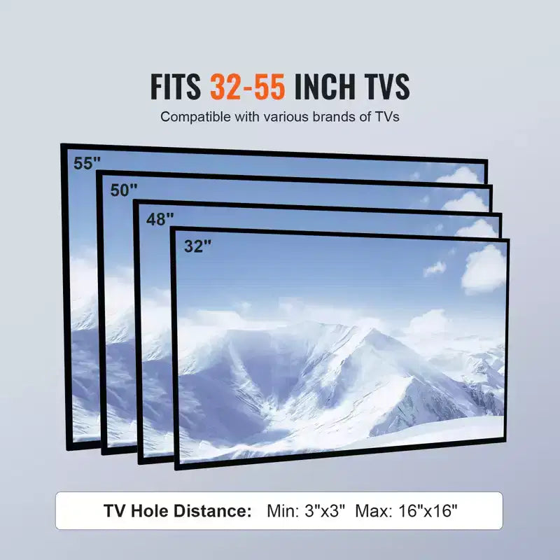 VEVOR TV Stand Mount, Swivel Universal TV Stand for 32 to 55 inch TVs, Height Adjustable Portable Floor TV Stand with Tempered Glass Base