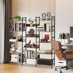 Étagère 5 niveaux avec 14 compartiments de présentation, grande étagère industrielle ouverte, rangement rustique, salon, chambre à coucher, bureau et salle d'étude