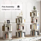 Étagère rotative à 360 degrés, bibliothèque en bois blanc à 4 niveaux, 130 cm, étagère de rangement d'angle au sol, chambre, salon
