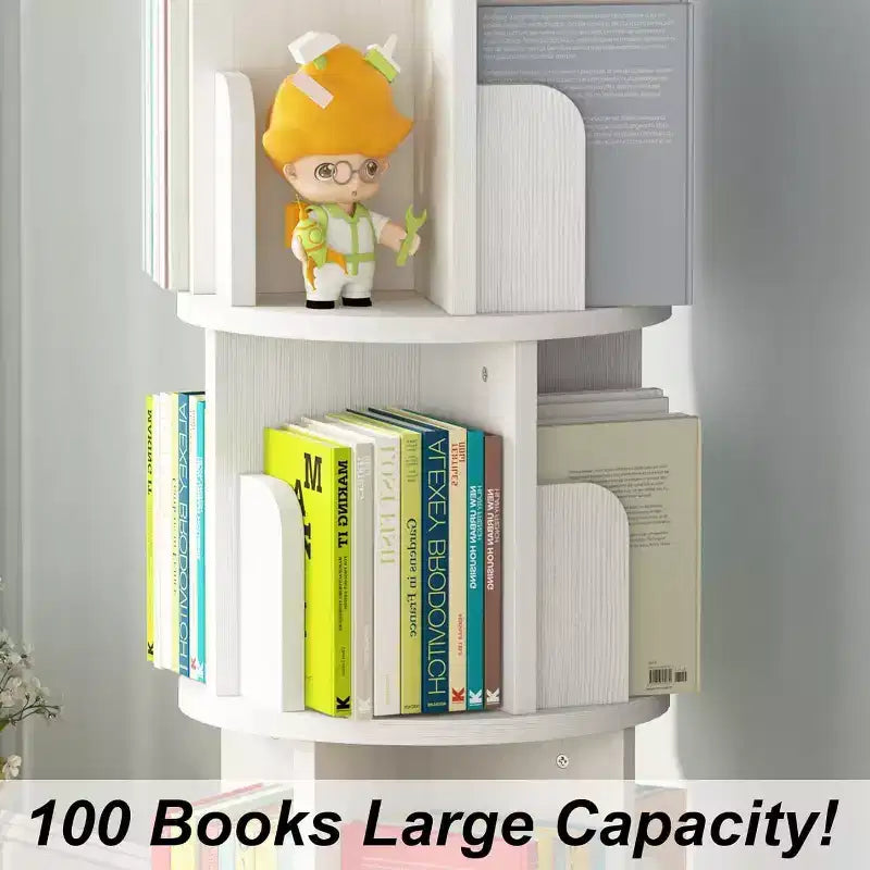Étagère rotative à 360 degrés, bibliothèque en bois blanc à 4 niveaux, 130 cm, étagère de rangement d'angle au sol, chambre, salon