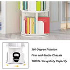 Étagère rotative à 360 degrés, bibliothèque en bois blanc à 4 niveaux, 130 cm, étagère de rangement d'angle au sol, chambre, salon
