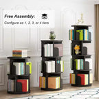 Étagère rotative à 360 degrés, bibliothèque en bois blanc à 4 niveaux, 130 cm, étagère de rangement d'angle au sol, chambre, salon