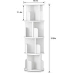 Étagère rotative à 360 degrés, bibliothèque en bois blanc à 4 niveaux, 130 cm, étagère de rangement d'angle au sol, chambre, salon