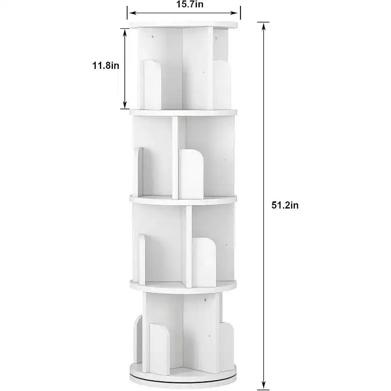 Étagère rotative à 360 degrés, bibliothèque en bois blanc à 4 niveaux, 130 cm, étagère de rangement d'angle au sol, chambre, salon