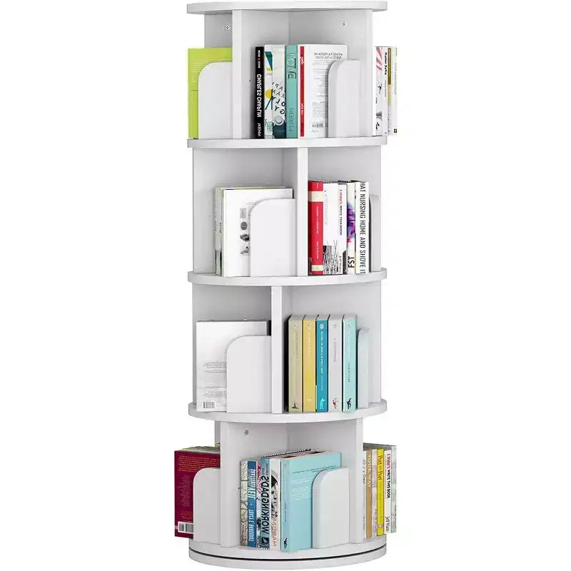 Étagère rotative à 360 degrés, bibliothèque en bois blanc à 4 niveaux, 130 cm, étagère de rangement d'angle au sol, chambre, salon