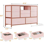Meuble TV et commode 8 tiroirs avec éclairage LED et prises de courant pour TV 55'', parfait pour la chambre et le salon