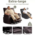 Fauteuil inclinable chauffant et massant avec pivotement à 360° et bascule manuelle, design ergonomique avec télécommande et porte-gobelets pour salon