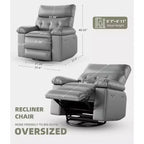 Fauteuil inclinable chauffant et massant avec pivotement à 360° et bascule manuelle, design ergonomique avec télécommande et porte-gobelets pour salon