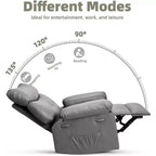 Fauteuil inclinable chauffant et massant avec pivotement à 360° et bascule manuelle, design ergonomique avec télécommande et porte-gobelets pour salon