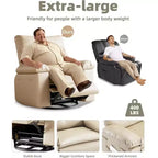 Fauteuil inclinable chauffant et massant avec pivotement à 360° et bascule manuelle, design ergonomique avec télécommande et porte-gobelets pour salon