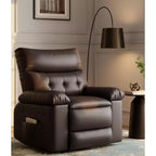 Fauteuil inclinable chauffant et massant avec pivotement à 360° et bascule manuelle, design ergonomique avec télécommande et porte-gobelets pour salon