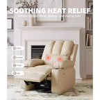 Fauteuil inclinable XL avec chauffage et massage, pivotant à 360°, bascule manuelle et porte-gobelet pour salon