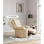 Fauteuil inclinable XL avec chauffage et massage, pivotant à 360°, bascule manuelle et porte-gobelet pour salon