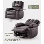 Fauteuil inclinable XL avec chauffage et massage, pivotant à 360°, bascule manuelle et porte-gobelet pour salon