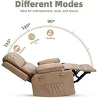 Fauteuil inclinable XL avec chauffage et massage, pivotant à 360°, bascule manuelle et porte-gobelet pour salon