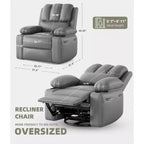Fauteuil inclinable XL avec chauffage et massage, pivotant à 360°, bascule manuelle et porte-gobelet pour salon