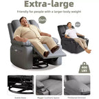 Fauteuil inclinable XL avec chauffage et massage, pivotant à 360°, bascule manuelle et porte-gobelet pour salon