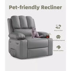 Fauteuil inclinable XL avec chauffage et massage, pivotant à 360°, bascule manuelle et porte-gobelet pour salon