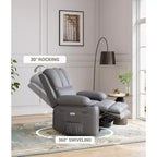 Fauteuil inclinable XL avec chauffage et massage, pivotant à 360°, bascule manuelle et porte-gobelet pour salon