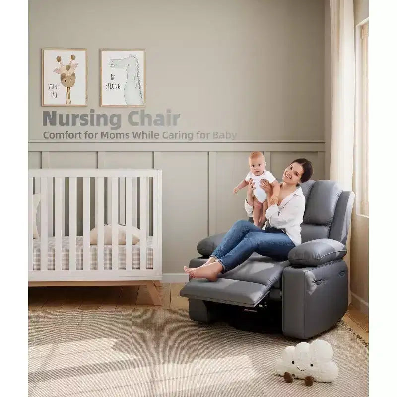Fauteuil inclinable XL avec chauffage et massage, pivotant à 360°, bascule manuelle et porte-gobelet pour salon
