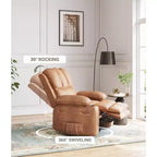 Fauteuil inclinable XL avec chauffage et massage, pivotant à 360°, bascule manuelle et porte-gobelet pour salon