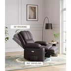 Fauteuil inclinable XL avec chauffage et massage, pivotant à 360°, bascule manuelle et porte-gobelet pour salon
