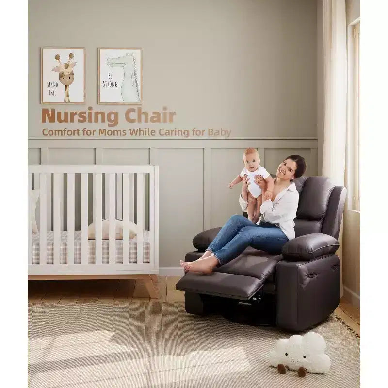 Fauteuil inclinable XL avec chauffage et massage, pivotant à 360°, bascule manuelle et porte-gobelet pour salon