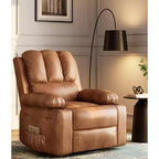 Fauteuil inclinable XL avec chauffage et massage, pivotant à 360°, bascule manuelle et porte-gobelet pour salon