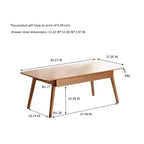 GDFStudio Dean Oak Solid Wood Rectangular Coffee Table with Two Dawers
